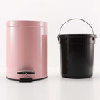 Foot Pedal Stainless Steel Trash Bin Round 12L Pink