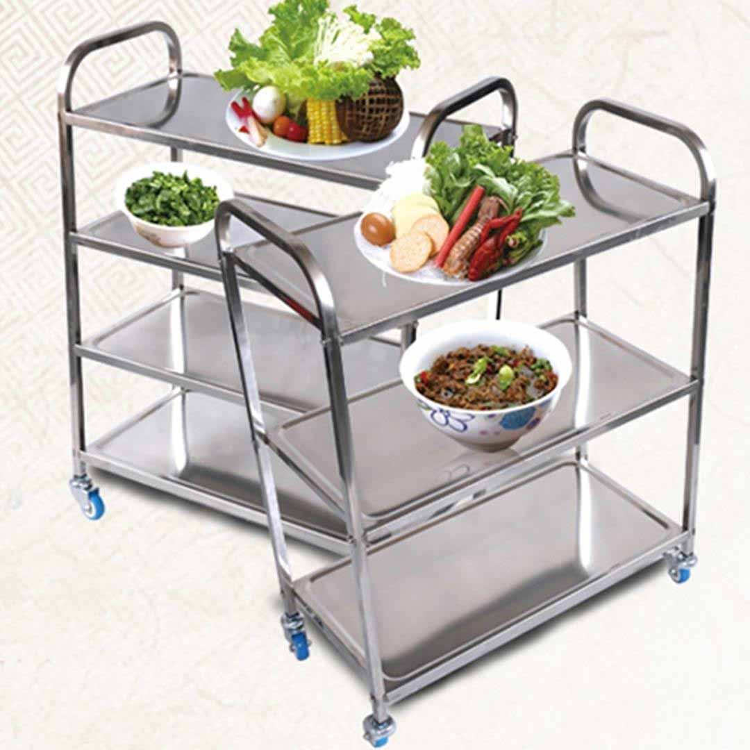 4 Tier Stainless Steel Utility Cart Square Large