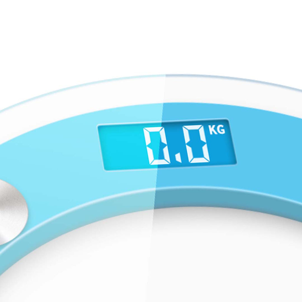 180kg Digital Glass LCD Scales Round Blue