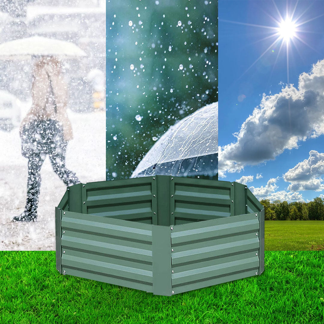 60cm Hexagon Shape Galvanized Raised Garden Bed Green