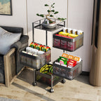 4 Tier Steel Square Rotating Kitchen Cart