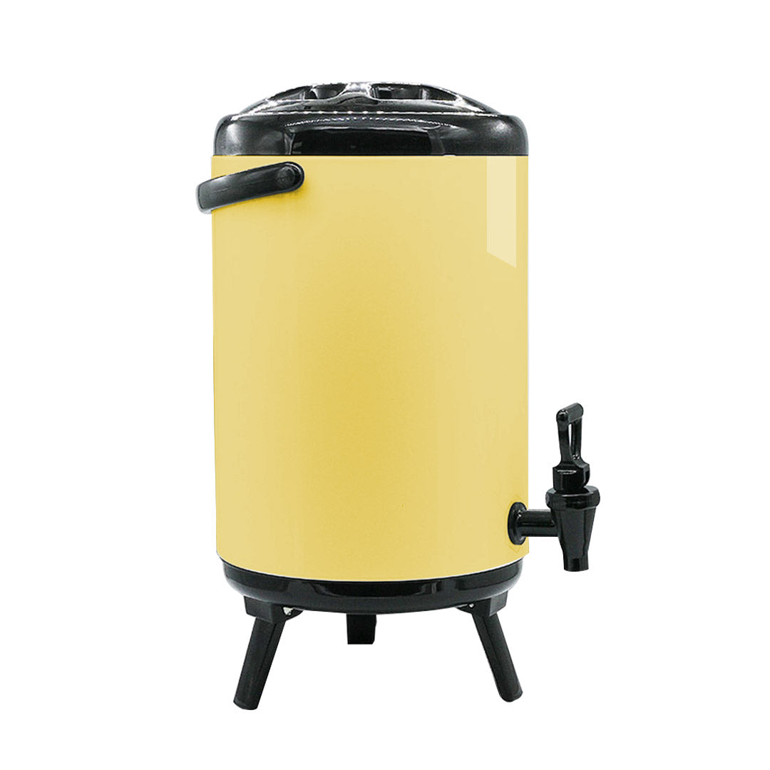 12L Stainless Steel Milk Tea Barrel with Faucet Yellow
