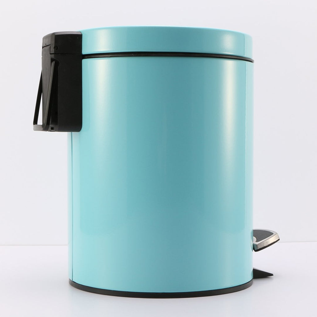 Foot Pedal Stainless Steel Trash Bin Round 12L Blue