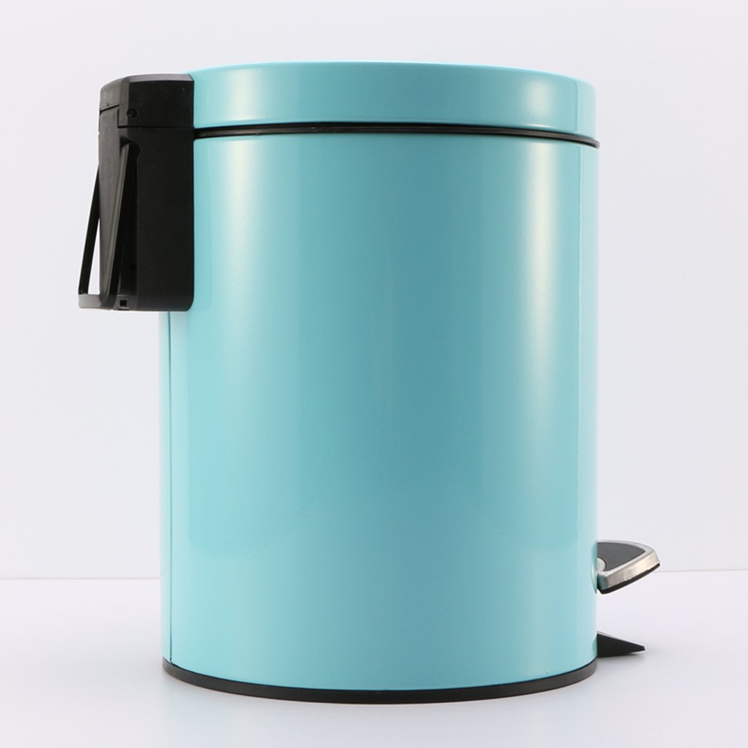Foot Pedal Stainless Steel Trash Bin Round 12L Blue