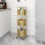 3 Tier Bathroom Shelf Multifunctional Display Rack with Wheels