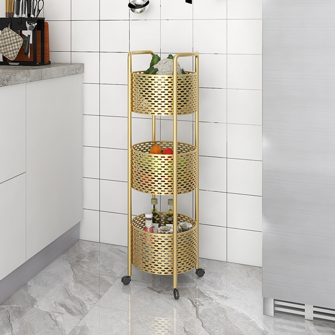 3 Tier Bathroom Shelf Multifunctional Display Rack with Wheels