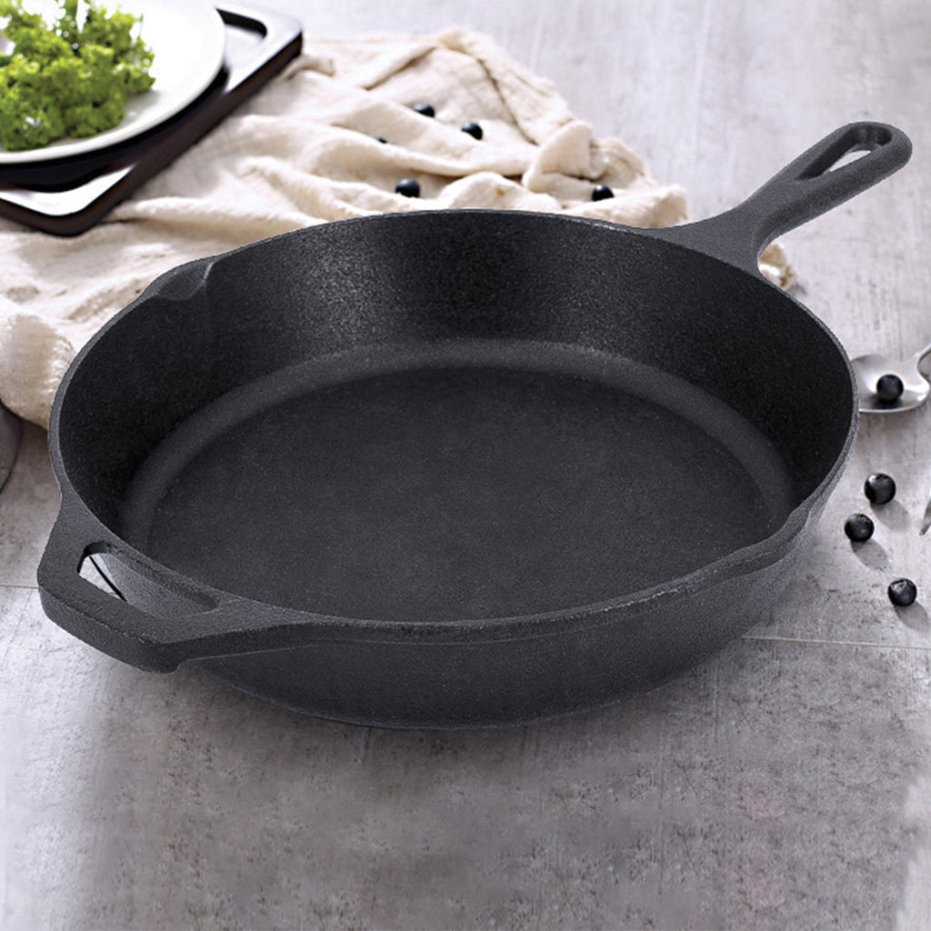 SOGA 30cm Round Cast Iron Frying Pan with Helper Handle