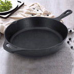 SOGA 30cm Round Cast Iron Frying Pan with Helper Handle