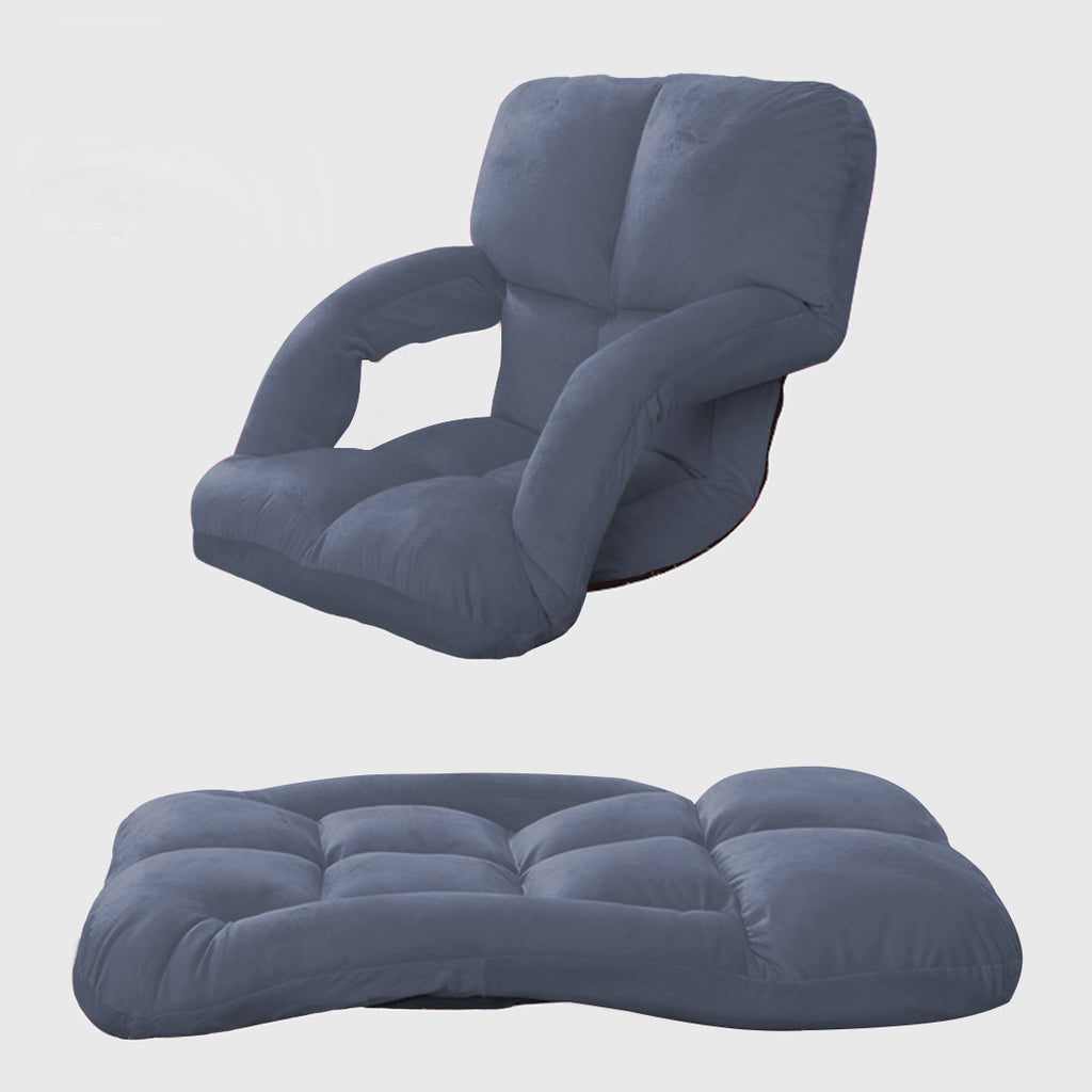 Foldable Floor Recliner Lazy Chair with Armrest Grey