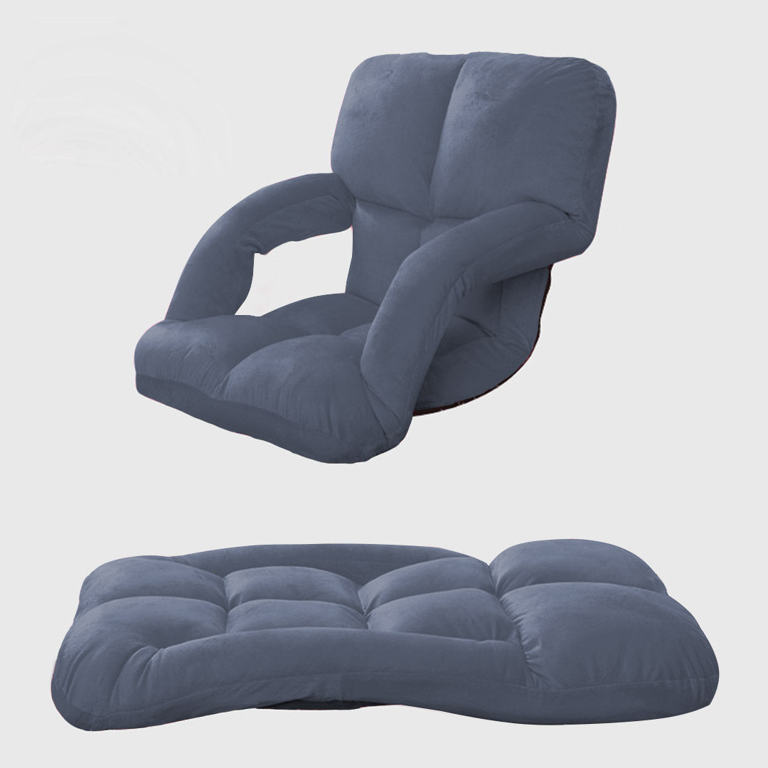 Foldable Floor Recliner Lazy Chair with Armrest Grey