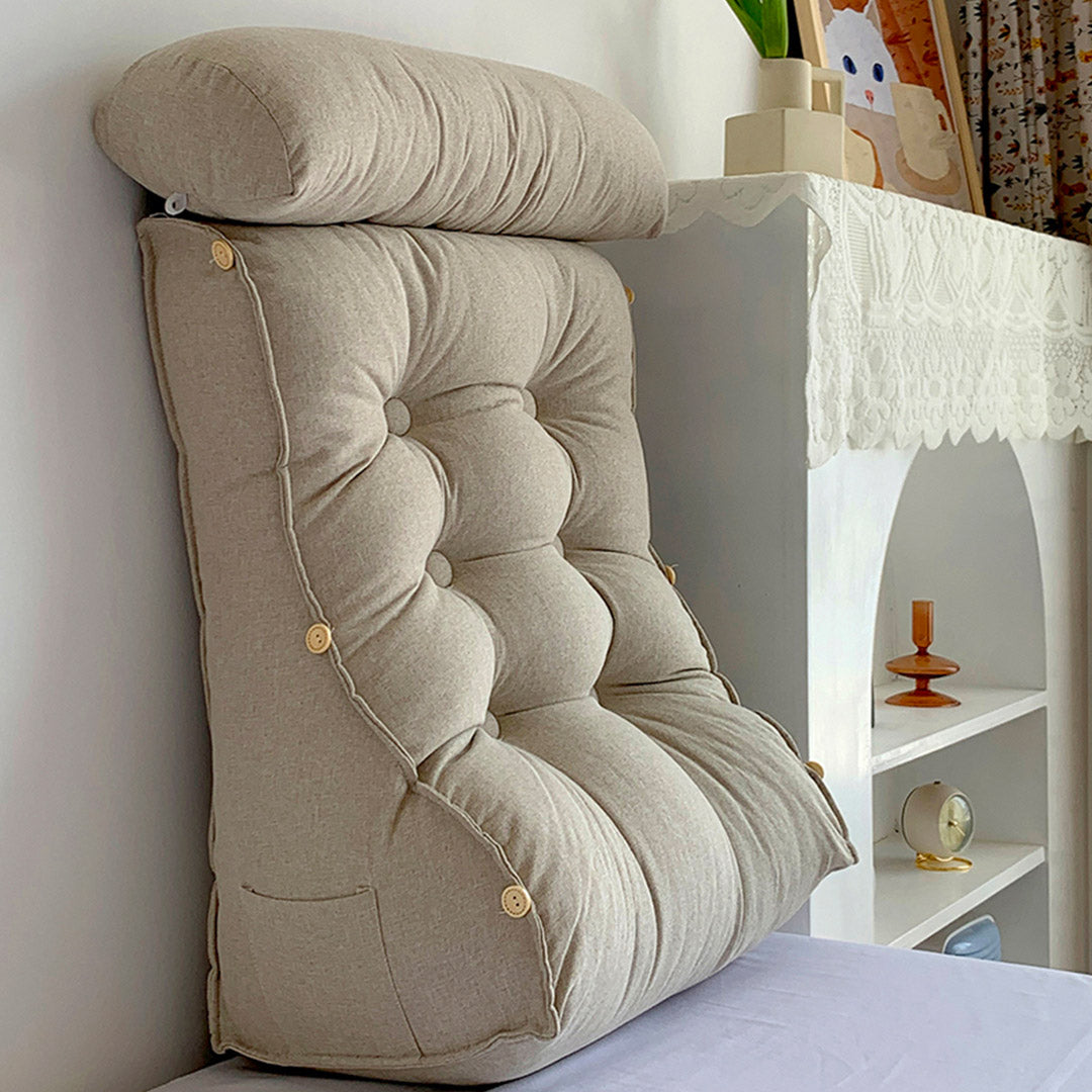 45cm White Wedge Lumbar Pillow