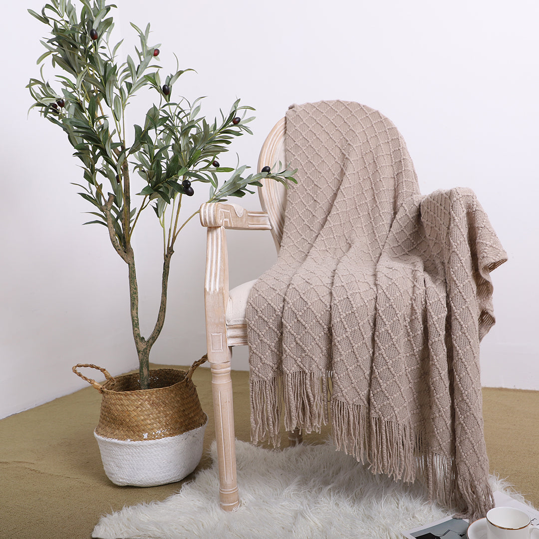 Coffee Diamond Pattern Throw Blanket