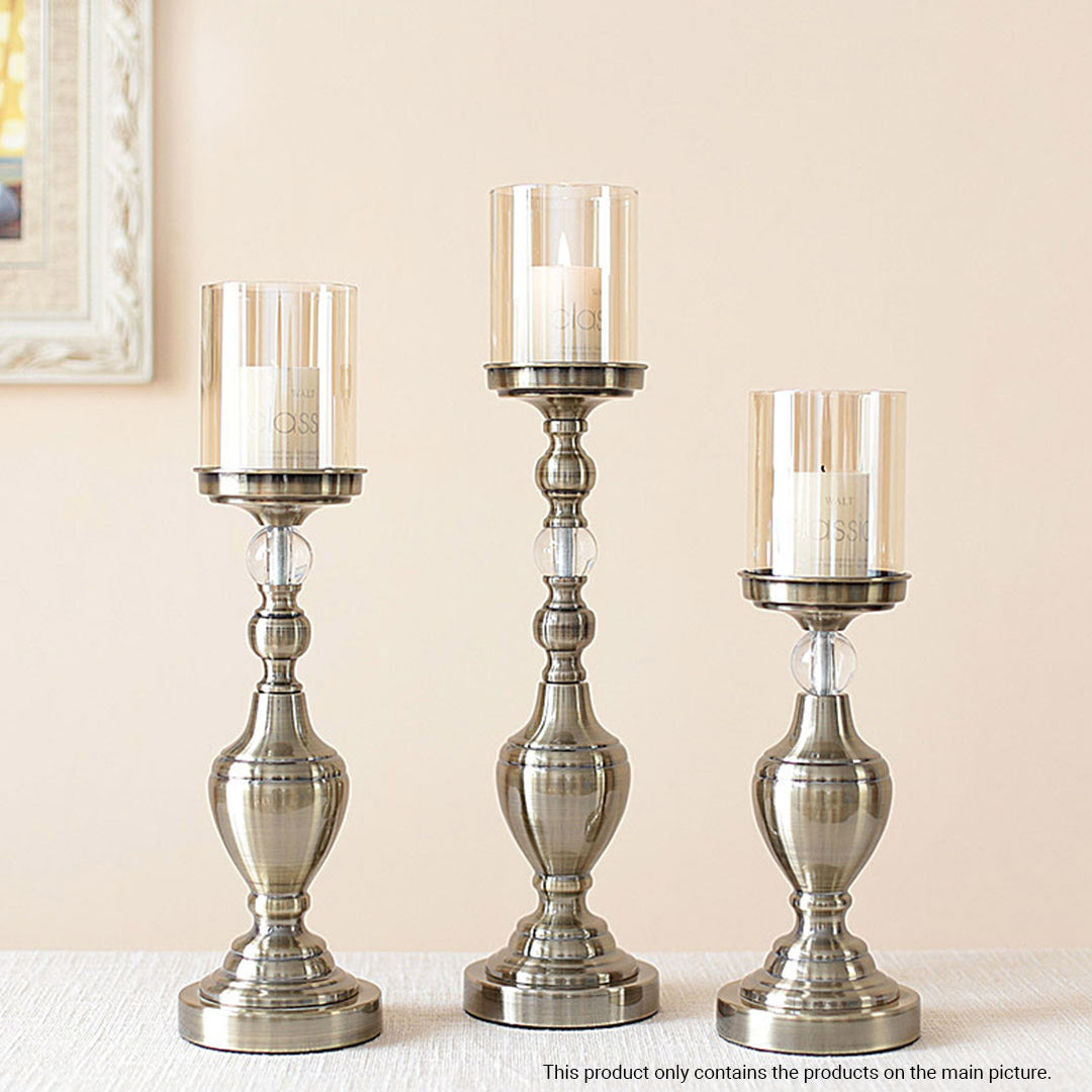 37.4cm Glass Candle Holder Iron Metal