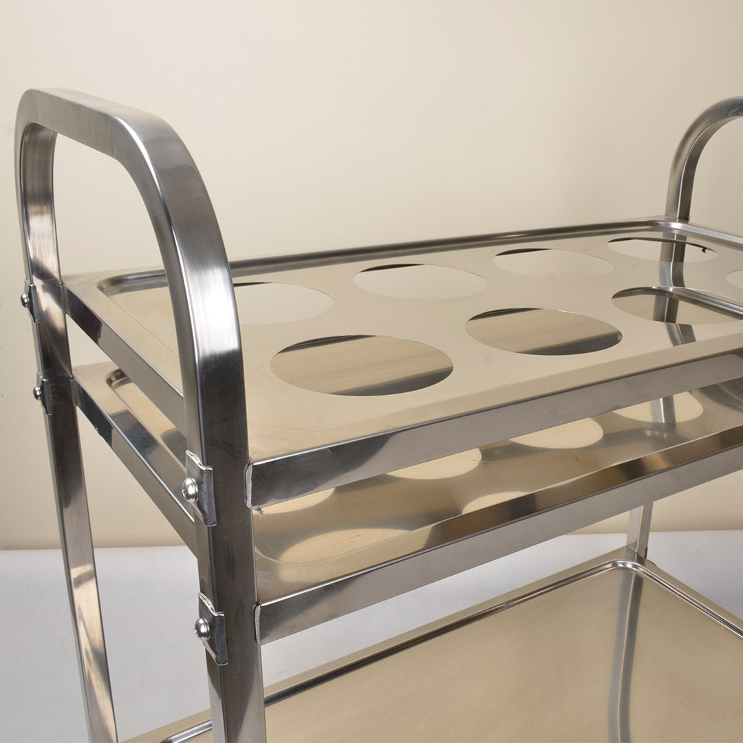2 Tier Stainless Steel 8 Compartment Kitchen Trolley