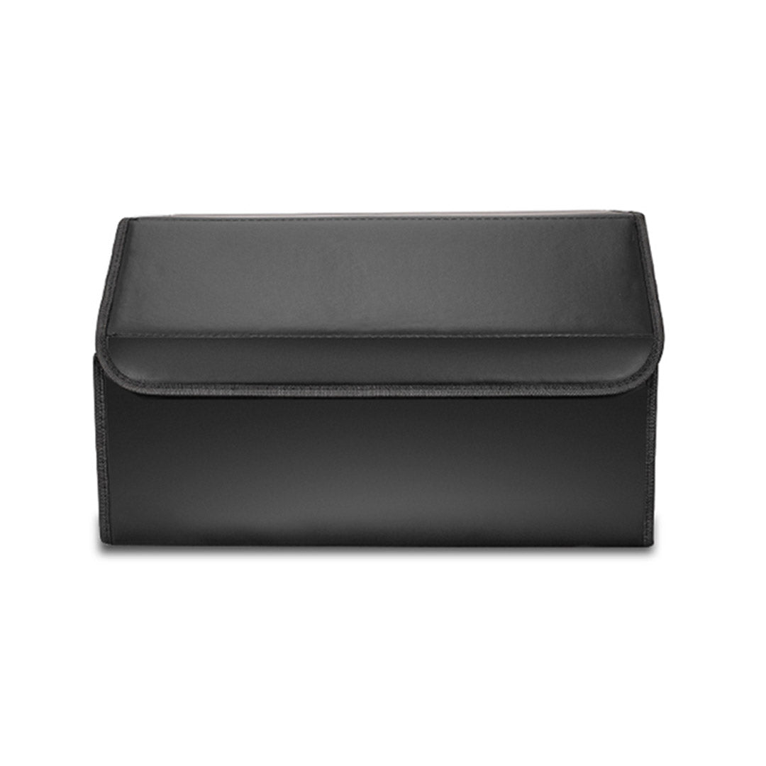 Leather Car Boot Foldable Trunk Cargo Organizer Box Black Large