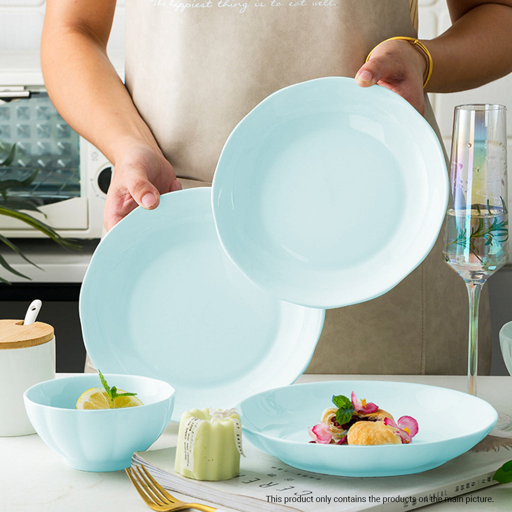 Blueware Ceramic Light Blue Ceramic Dinnerware Set of 12 – Soga International