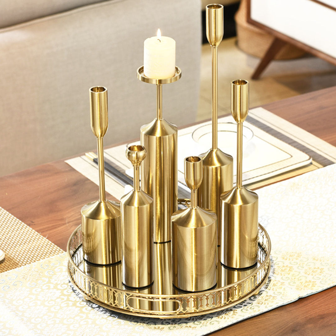 6pcs Gold Iron Candle Holder
