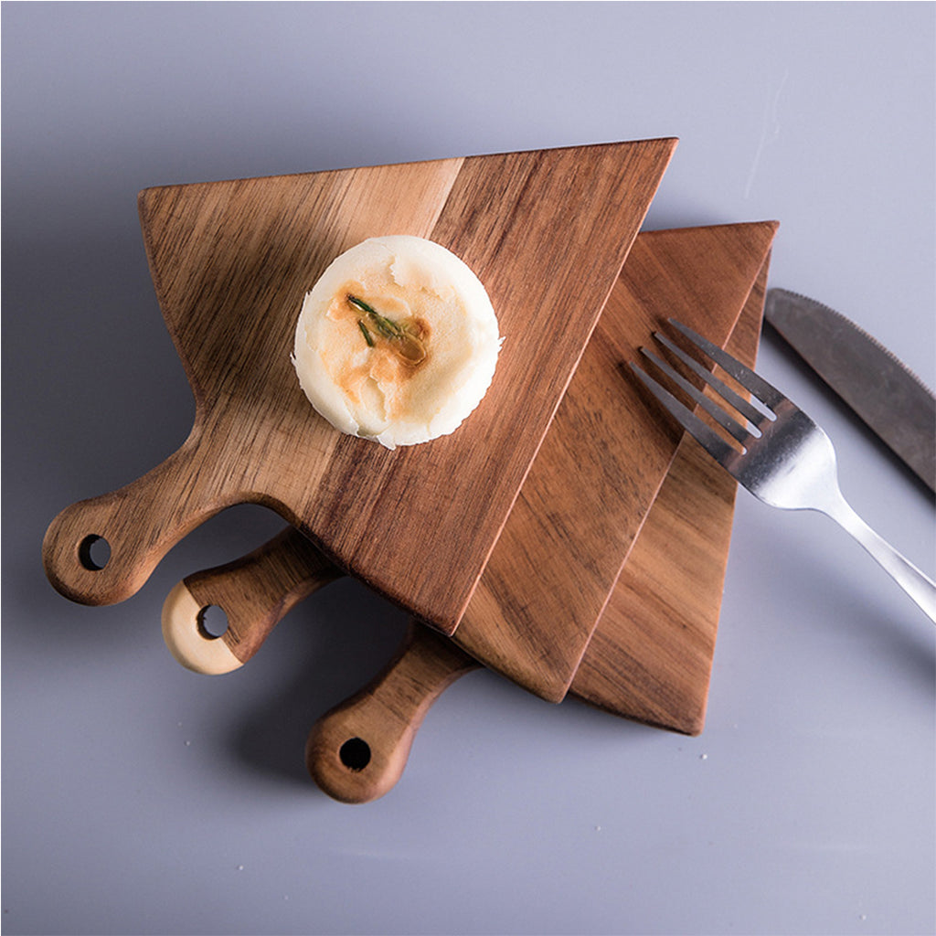 6pcs Brown Round Wood Pizza Server
