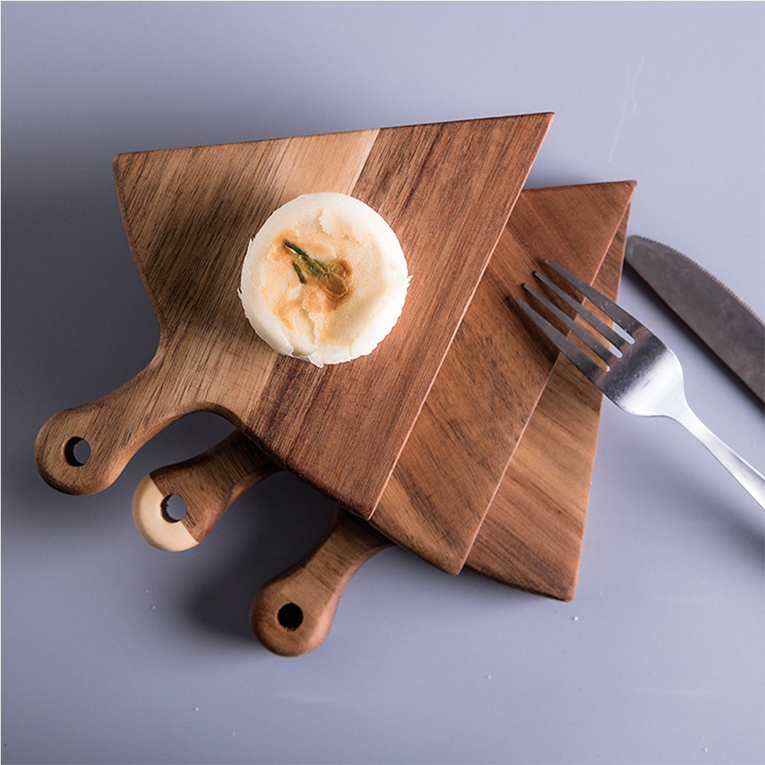 6pcs Brown Round Wood Pizza Server