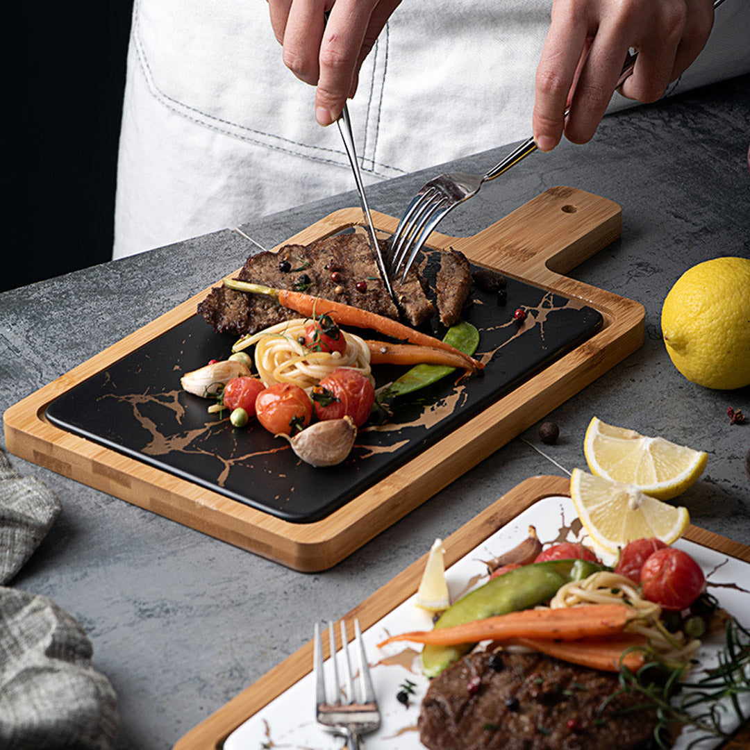 33.5cm Black Square Wooden Serving Tray