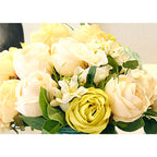 3pcs Artificial Silk with 15 Heads Rose White