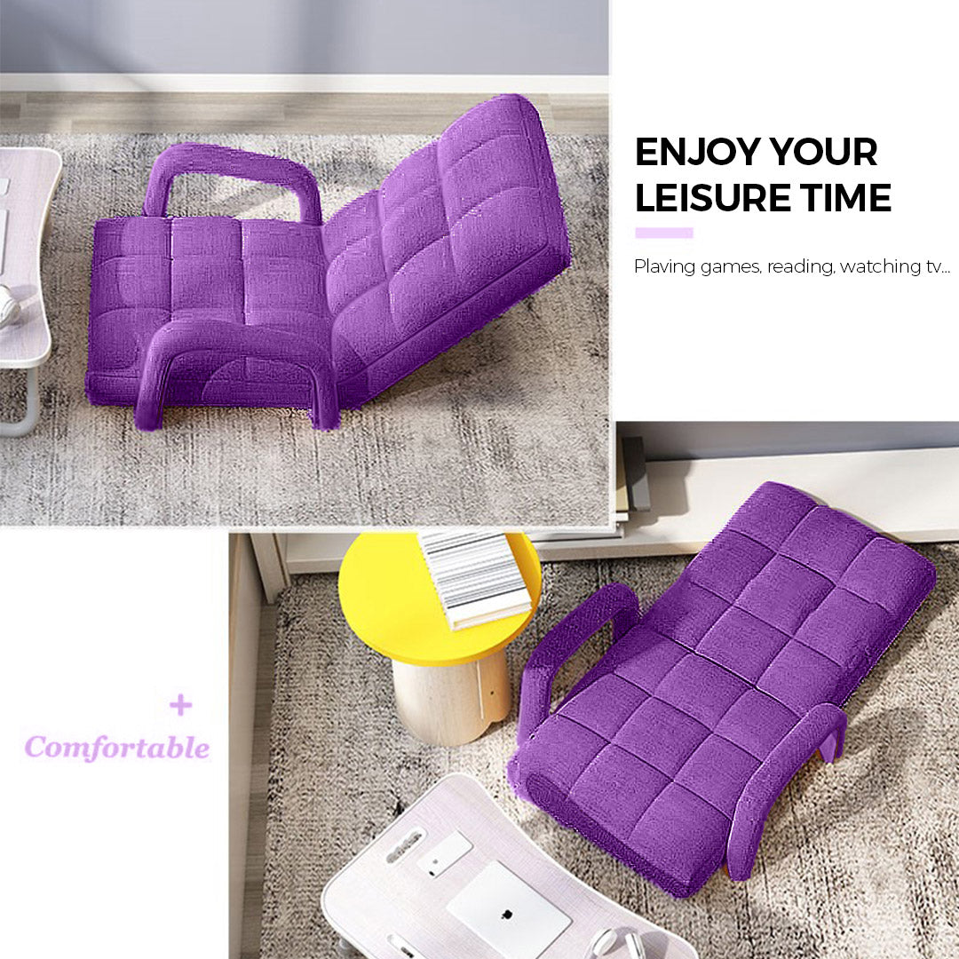 Floor Recliner Lazy Chair with Armrest Purple