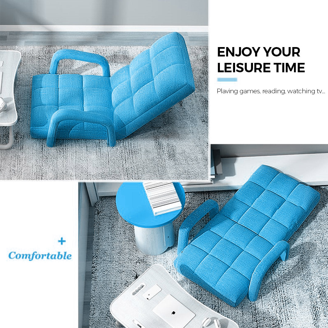 Floor Recliner Lazy Chair with Armrest Blue