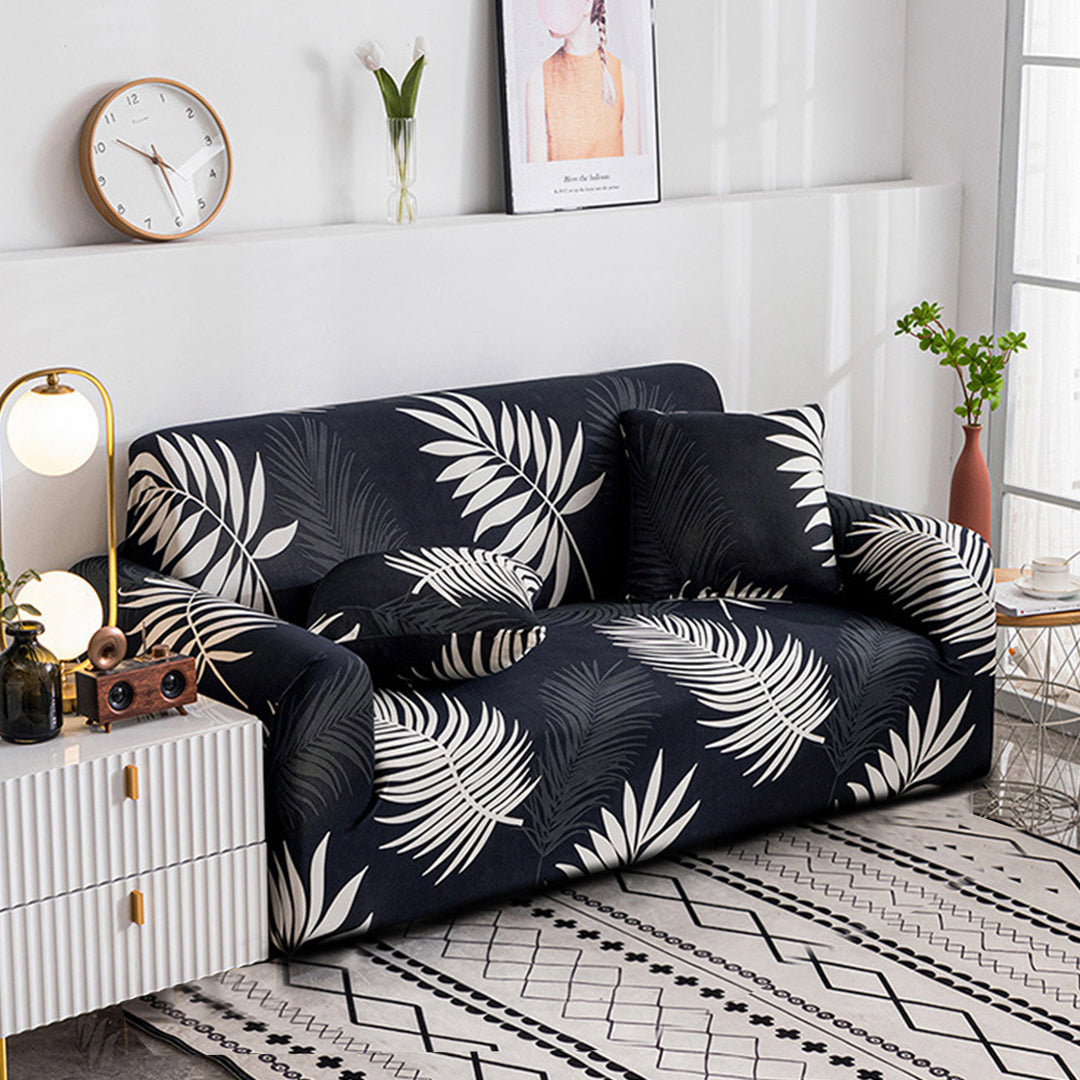 High Stretch 1-Seater Leaf Design Sofa Slipcover