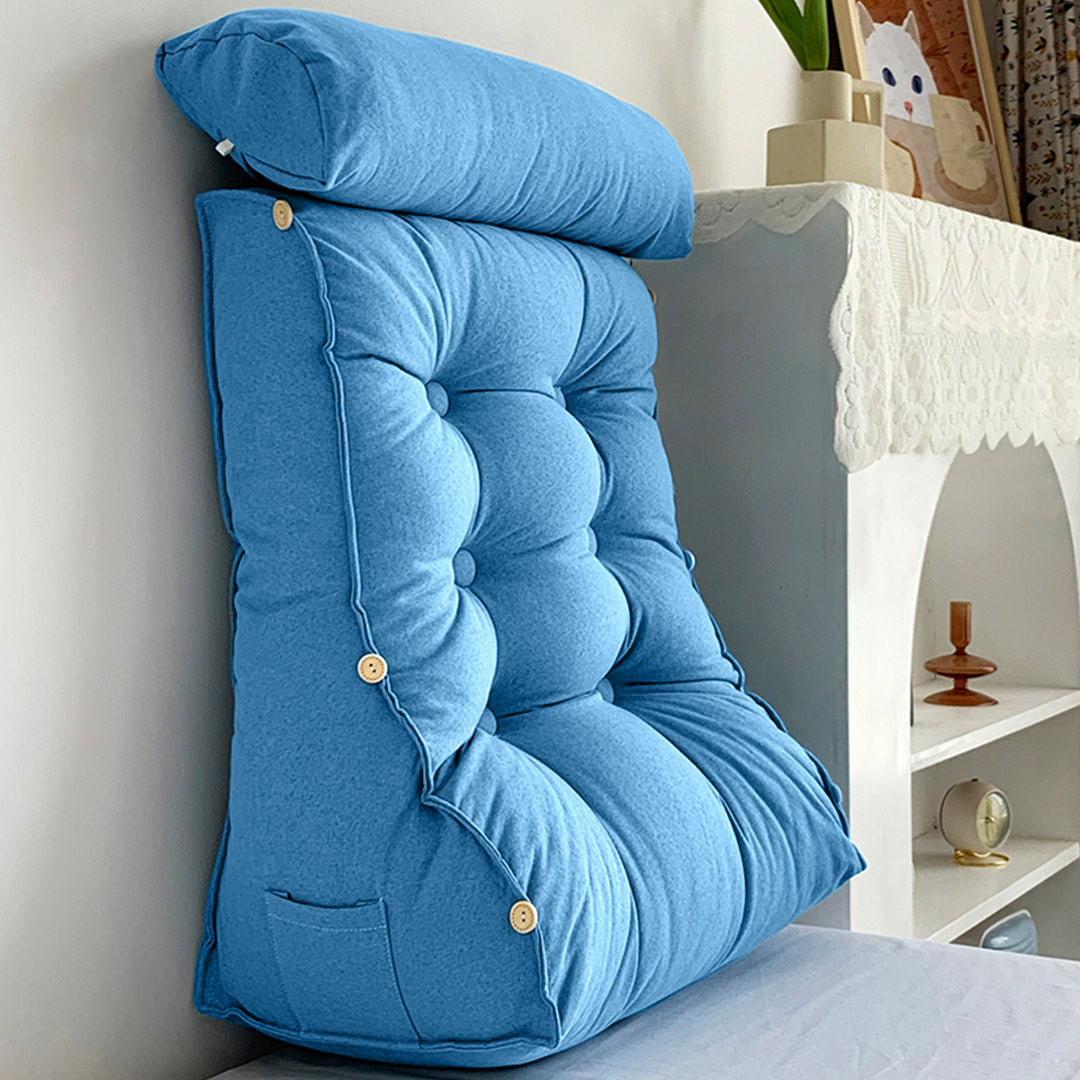 45cm Blue Wedge Lumbar Pillow