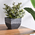 27cm Weathered Grey Square Resin Planter