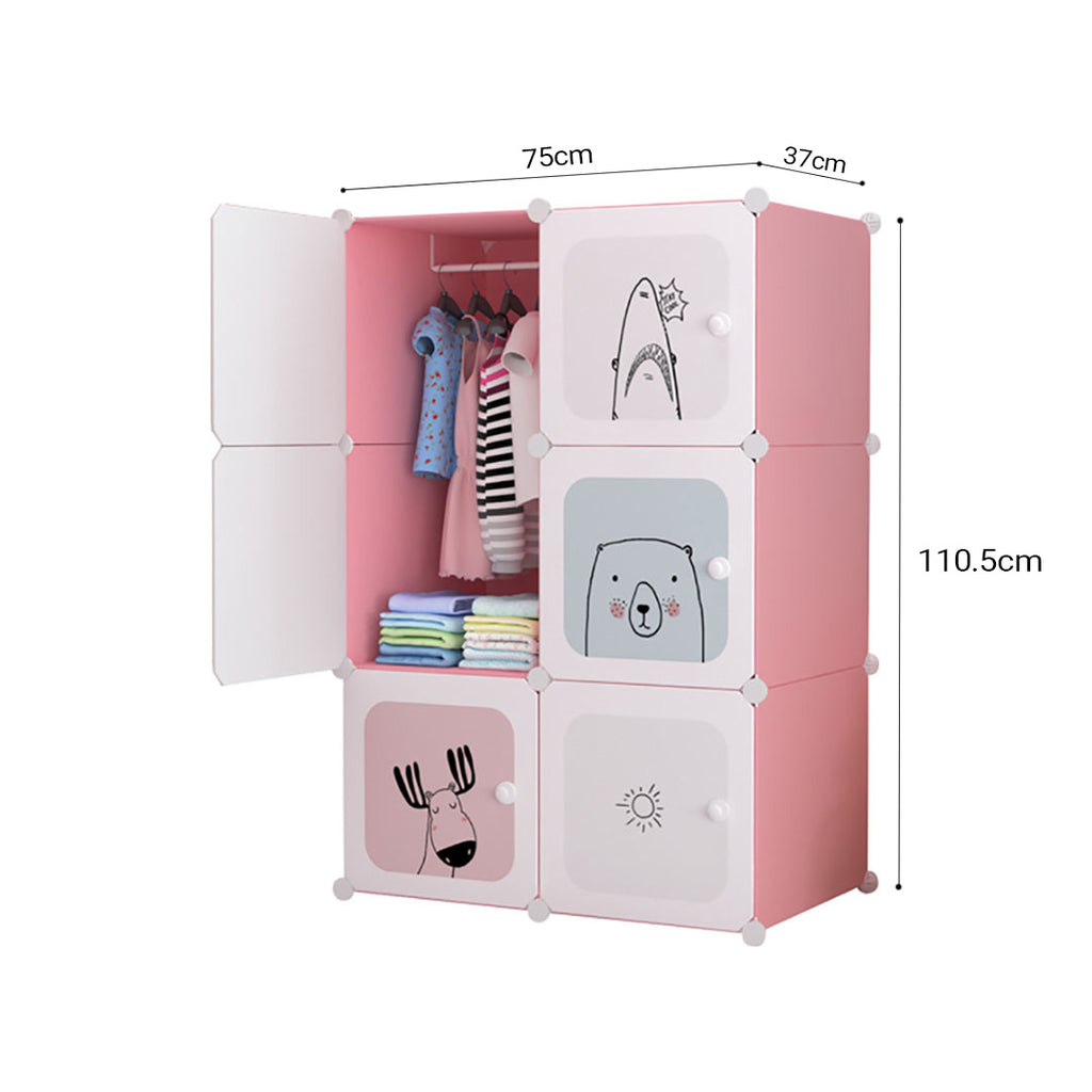6 Cubes Pink Portable Wardrobe