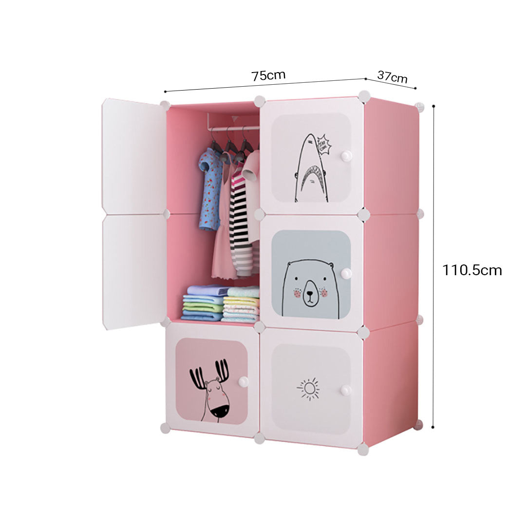 6 Cubes Pink Portable Wardrobe