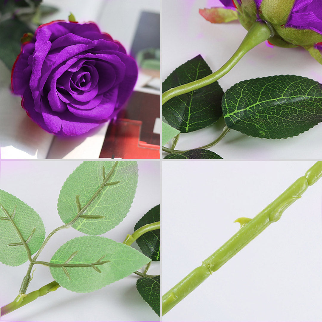 5pcs Artificial Silk Rose Purple