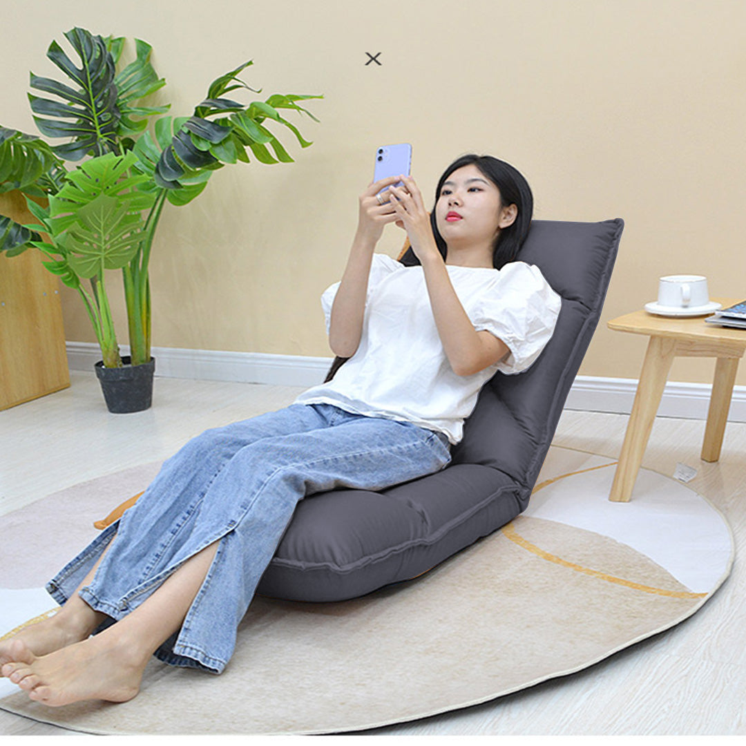 Air Leather Floor Recliner Lazy Chair Black