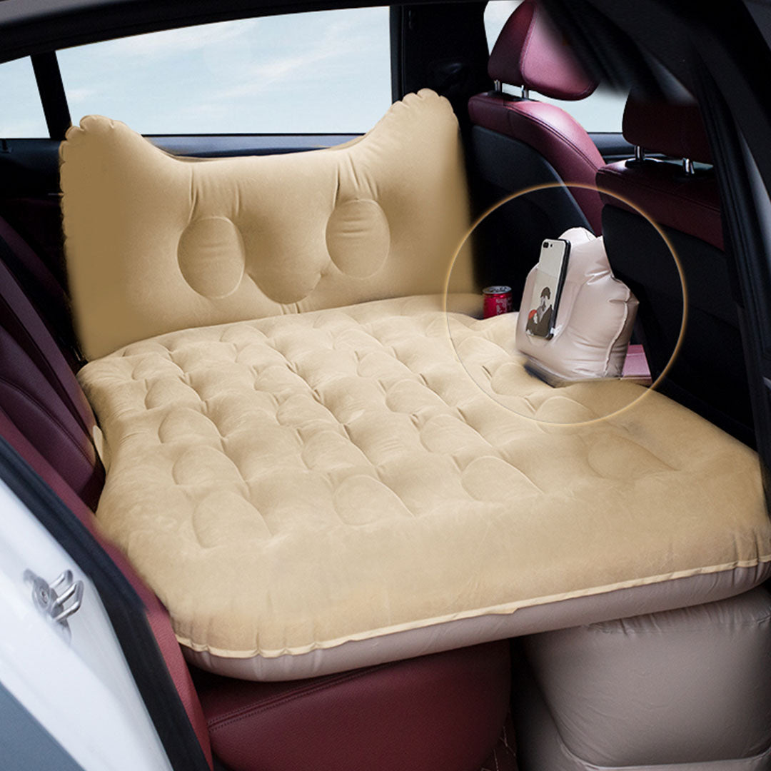 Beige Honeycomb Inflatable Car Mattress