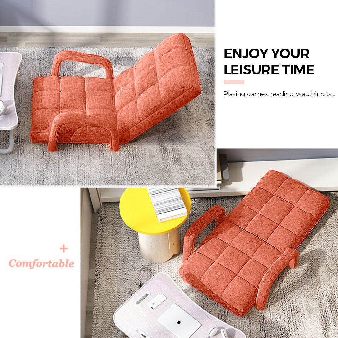 Floor Recliner Lazy Chair with Armrest Orange