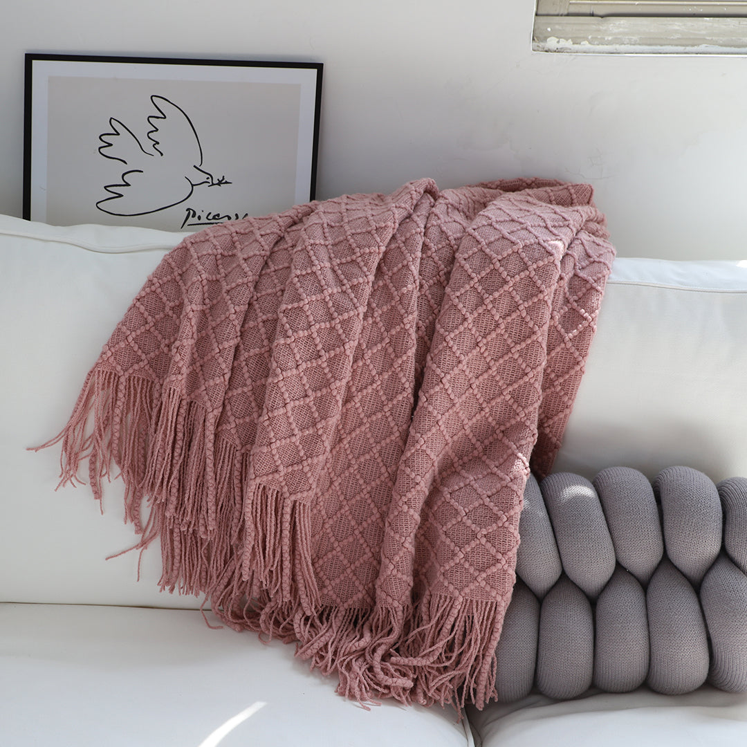 Pink Diamond Pattern Throw Blanket
