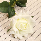 12 Heads Artificial Silk Rose Bouquet White