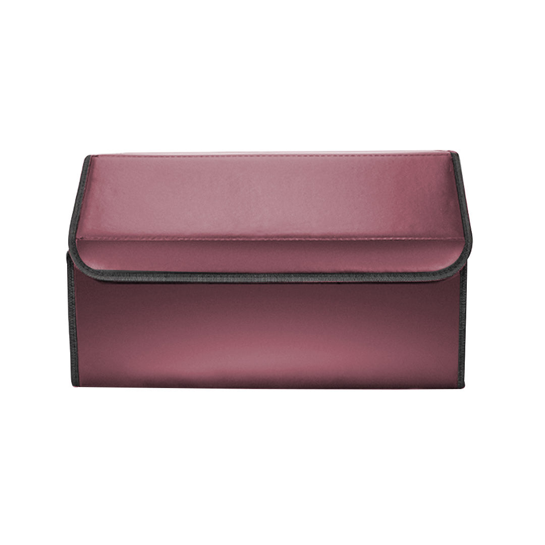 Leather Car Boot Foldable Trunk Cargo Organizer Box Red Large
