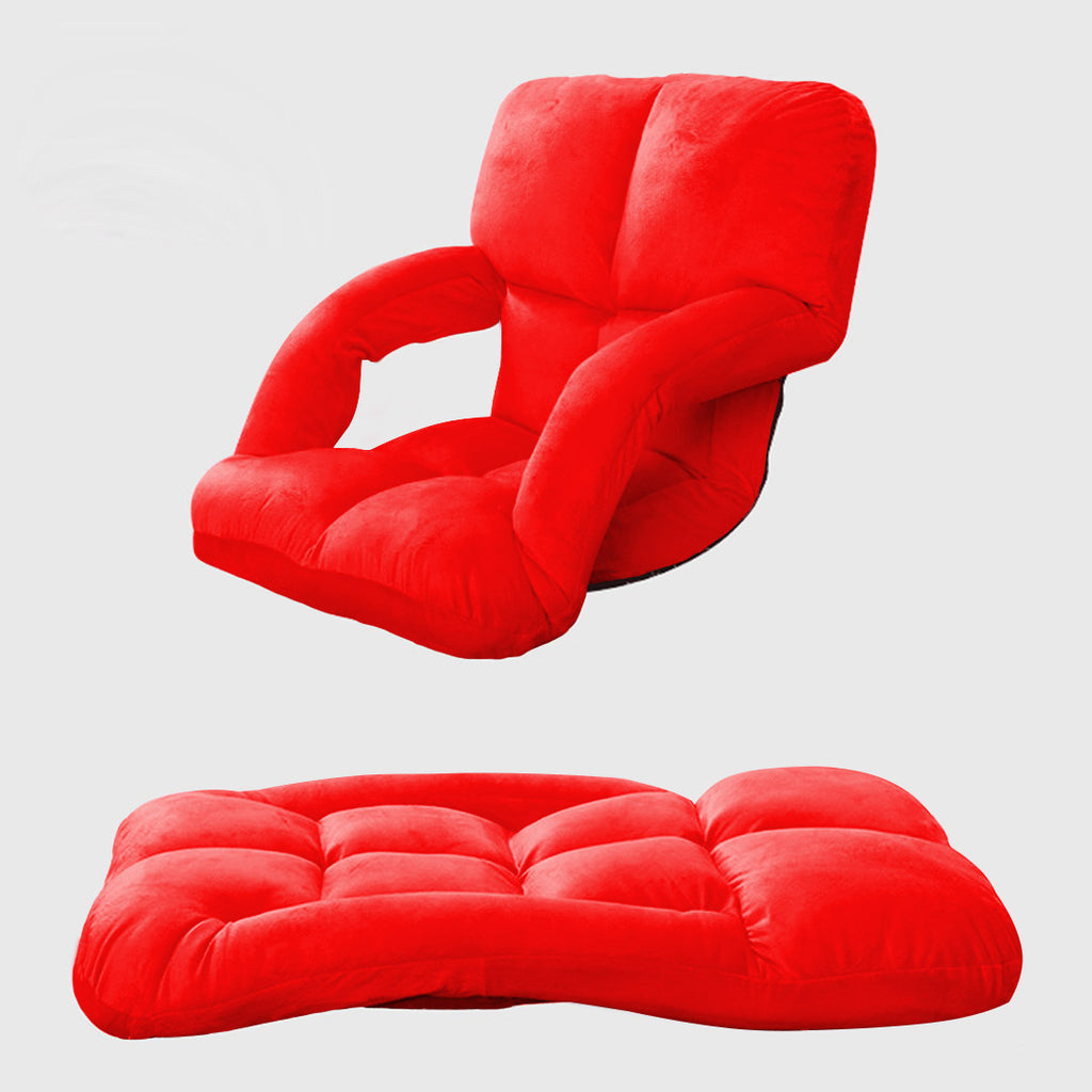 Foldable Floor Recliner Lazy Chair with Armrest Red