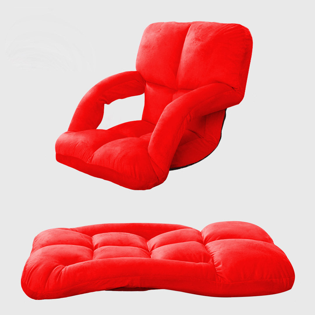 Foldable Floor Recliner Lazy Chair with Armrest Red