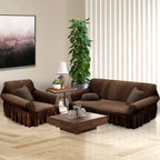 Coffee Colored 1- Seater Sofa Cover with Ruffled Skirt