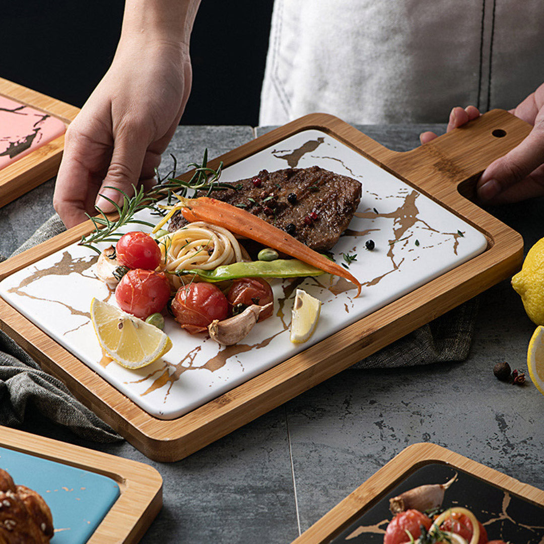 33.5cm White Square Wooden Serving Tray