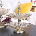 2 Tier Crystal Glass Fruit Bowl