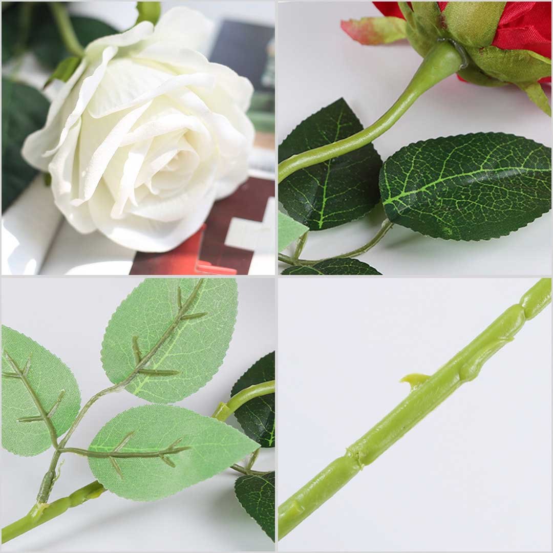10pcs Artificial Silk Flower Rose Bouquet White
