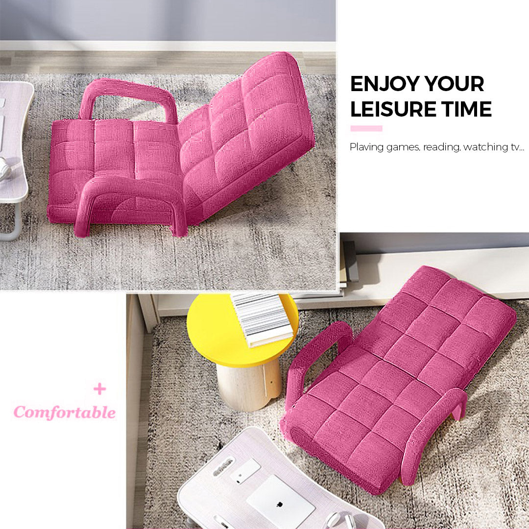 Floor Recliner Lazy Chair with Armrest Pink