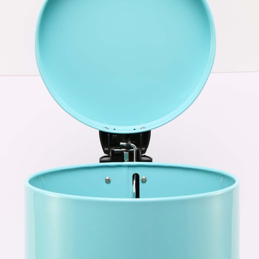 Foot Pedal Stainless Steel Trash Bin Round 7L Blue
