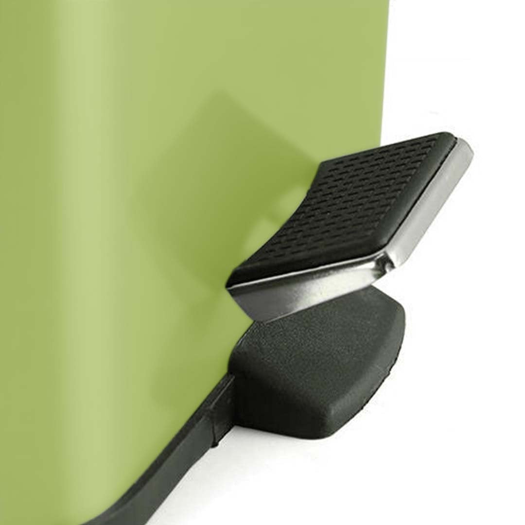 Foot Pedal Stainless Steel Trash Bin Square 6L Green