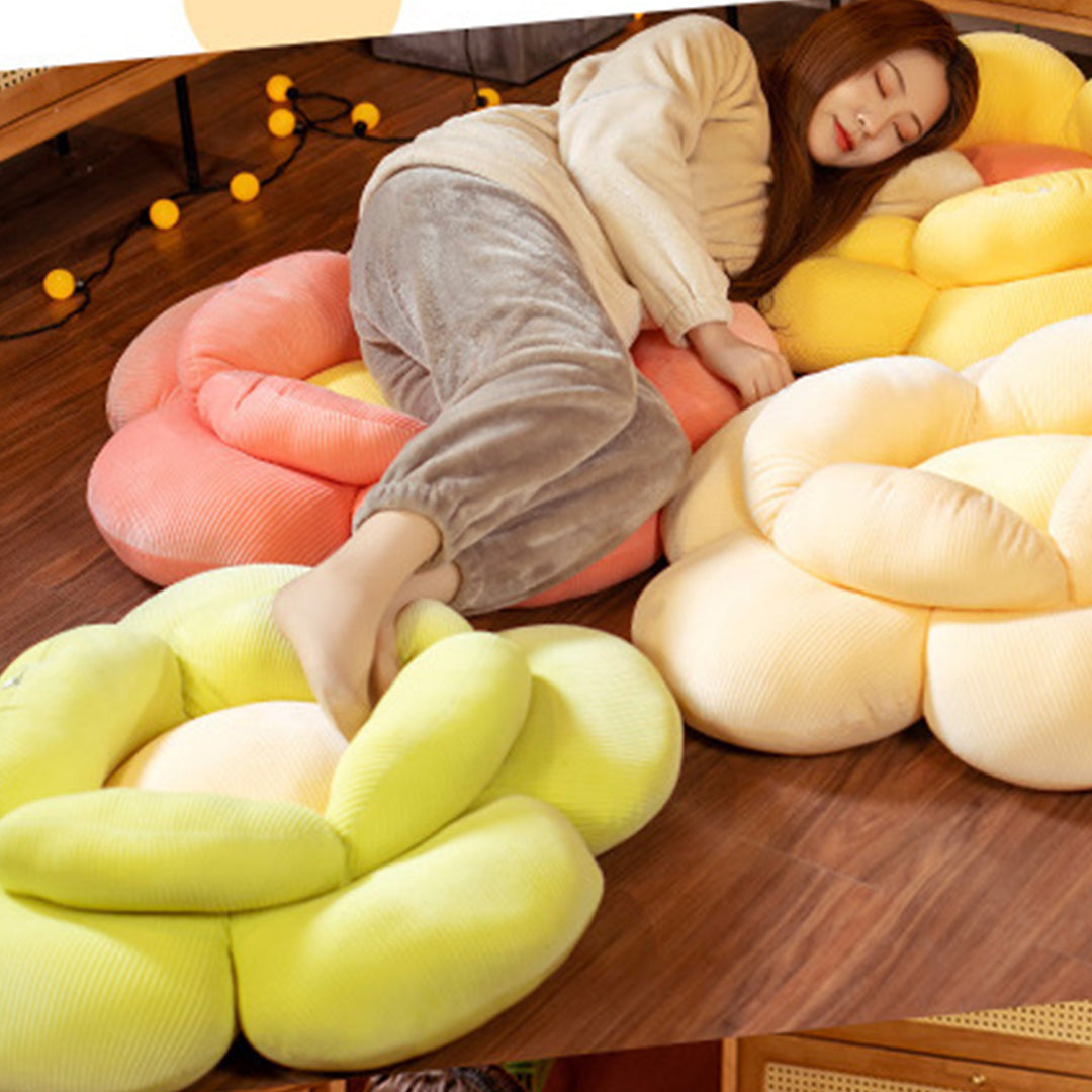 Yellow Double Flower Shape Cushion