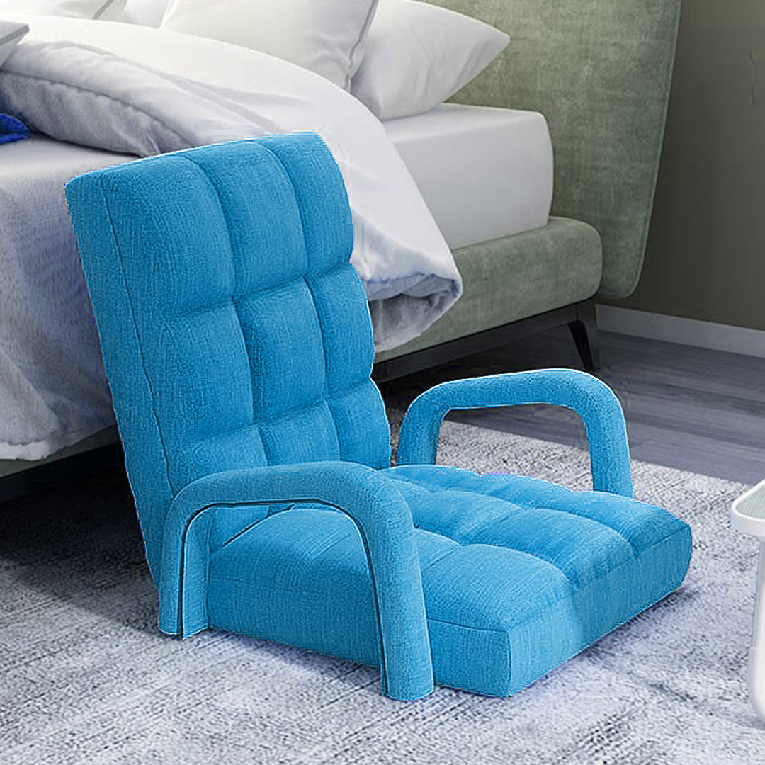 Floor Recliner Lazy Chair with Armrest Blue